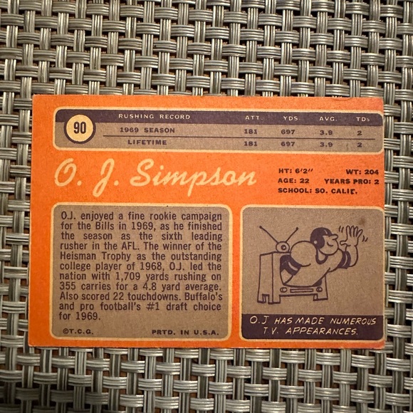 OJ Simpson rookie card. - Picture 2 of 3